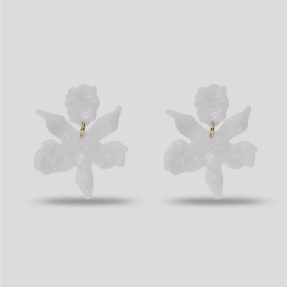 Lele Sadoughi Small Paper Lily Post Statement Earrings Mother of Pearl White.new